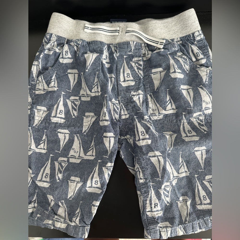 Nautica Blue and White Sailboat Print Shorts